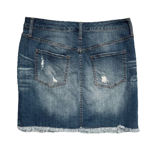 Mossimo Denim Skirt 10/30 (31x16.5) Blue Straight Distressed Super Stretch Women - Picture 3 of 8